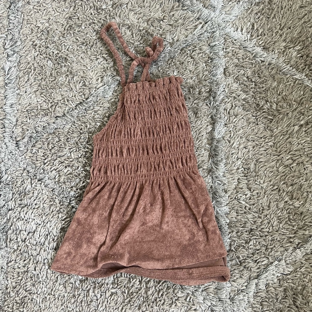 Brown Sleeveless Textured Dress
